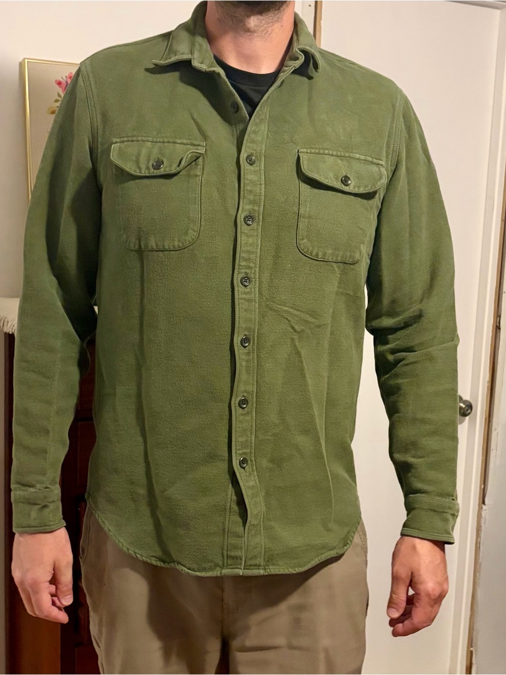 J. Crew Olive Utility Button-Front Shirt Jacket